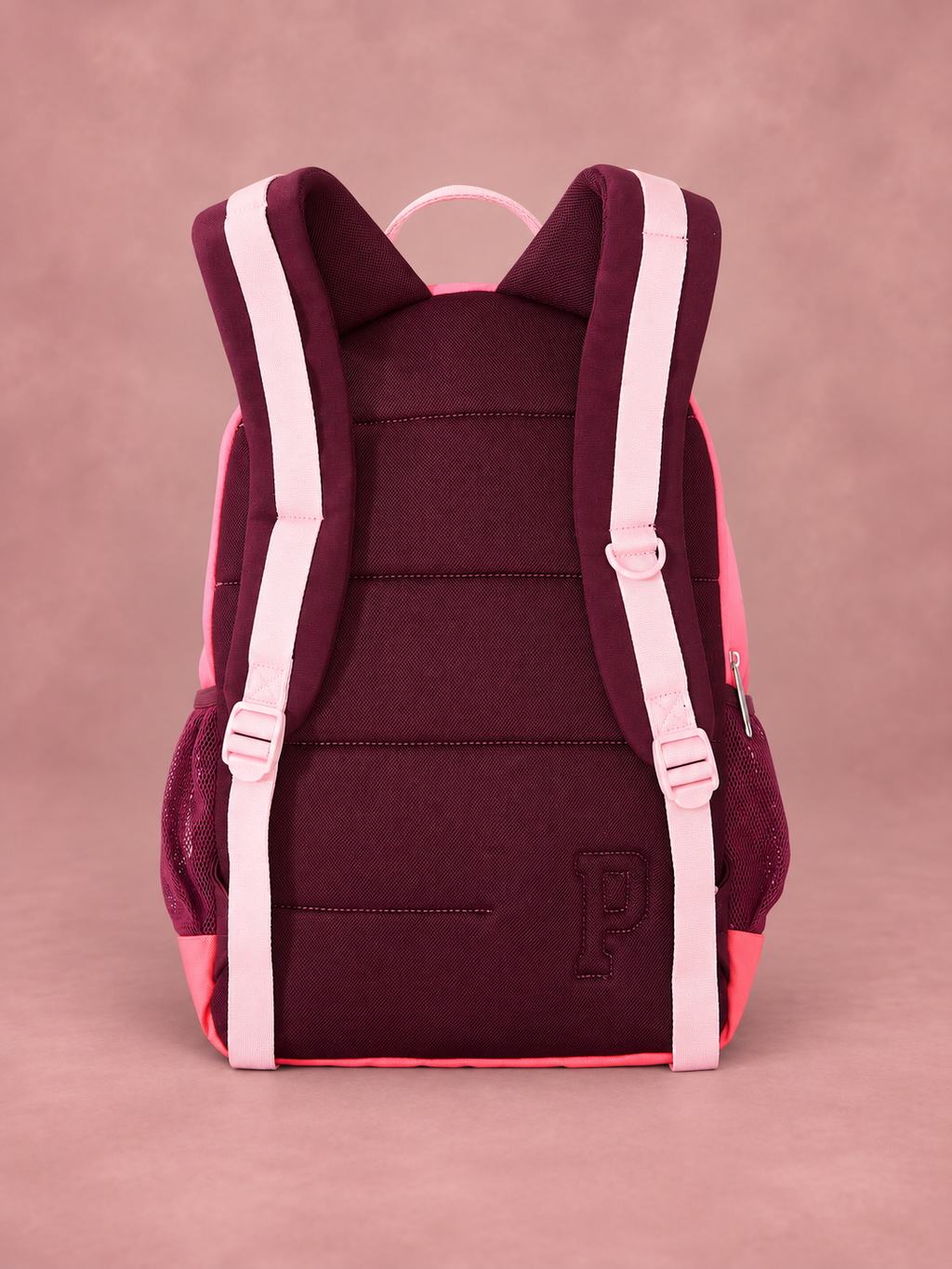 Dorso de mochila PINK bordó con correas rosa