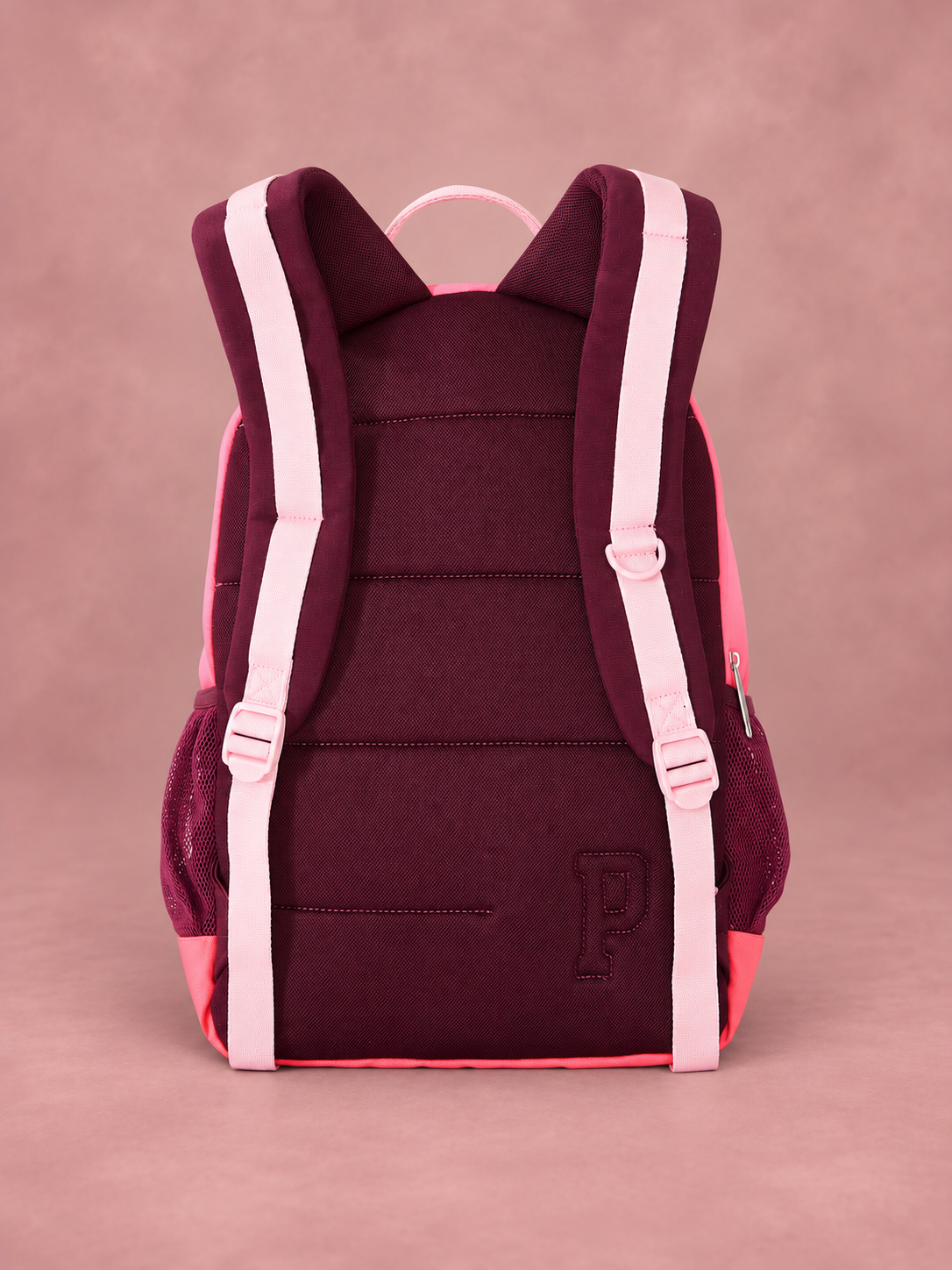 Dorso de mochila PINK bordó con correas rosa