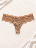 Panti V'S Beige con cintura de encaje, vista frontal