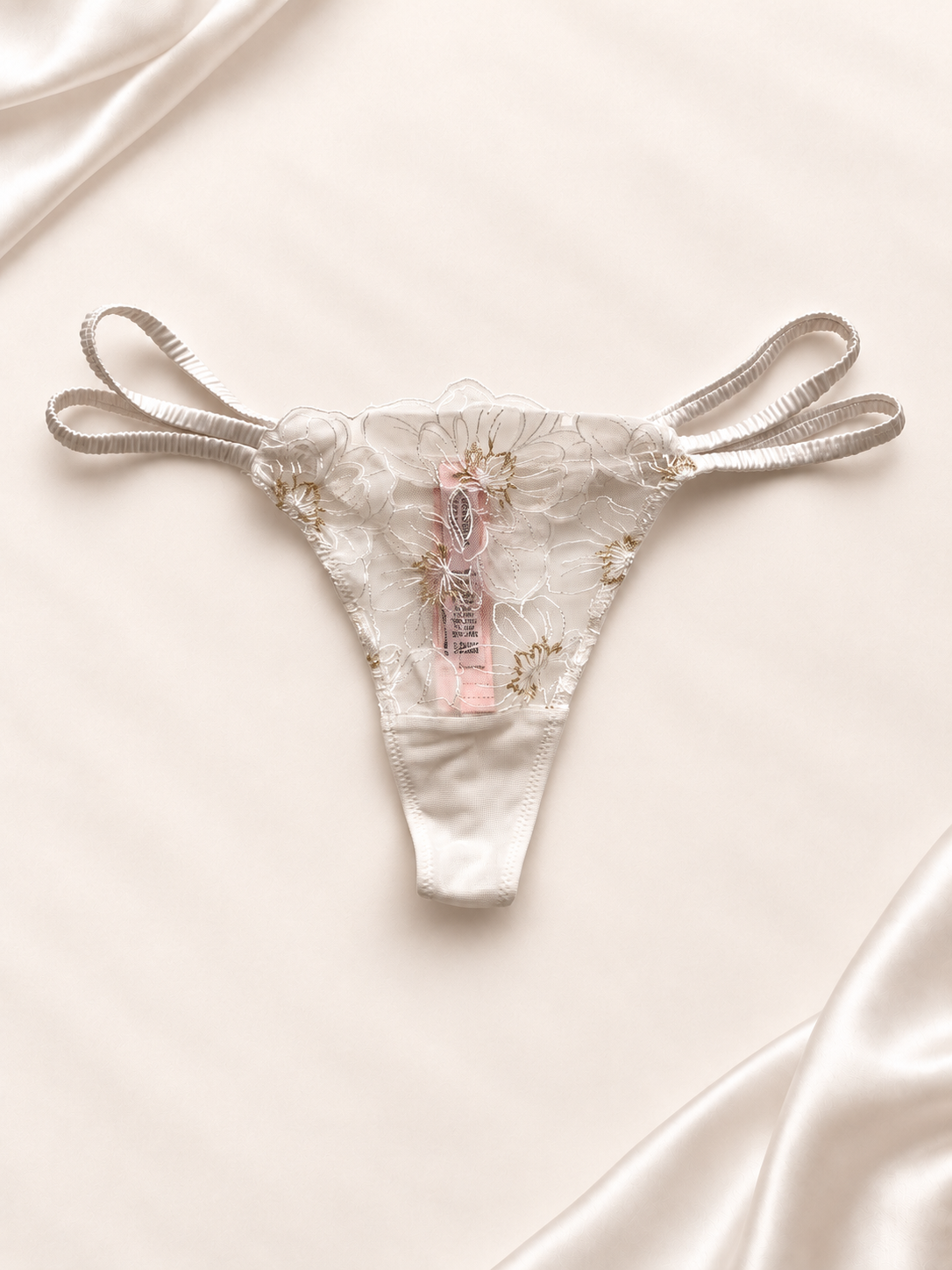 Panti V'S Marfil de encaje con tiras dobles, vista posterior