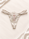 Panti V'S Marfil de encaje con tiras dobles, vista frontal