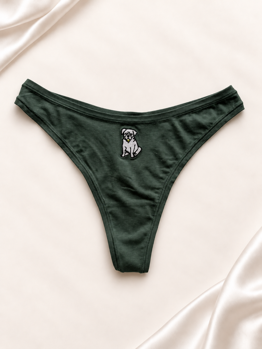 Panti V'S Verde oliva con logo bordado, vista frontal