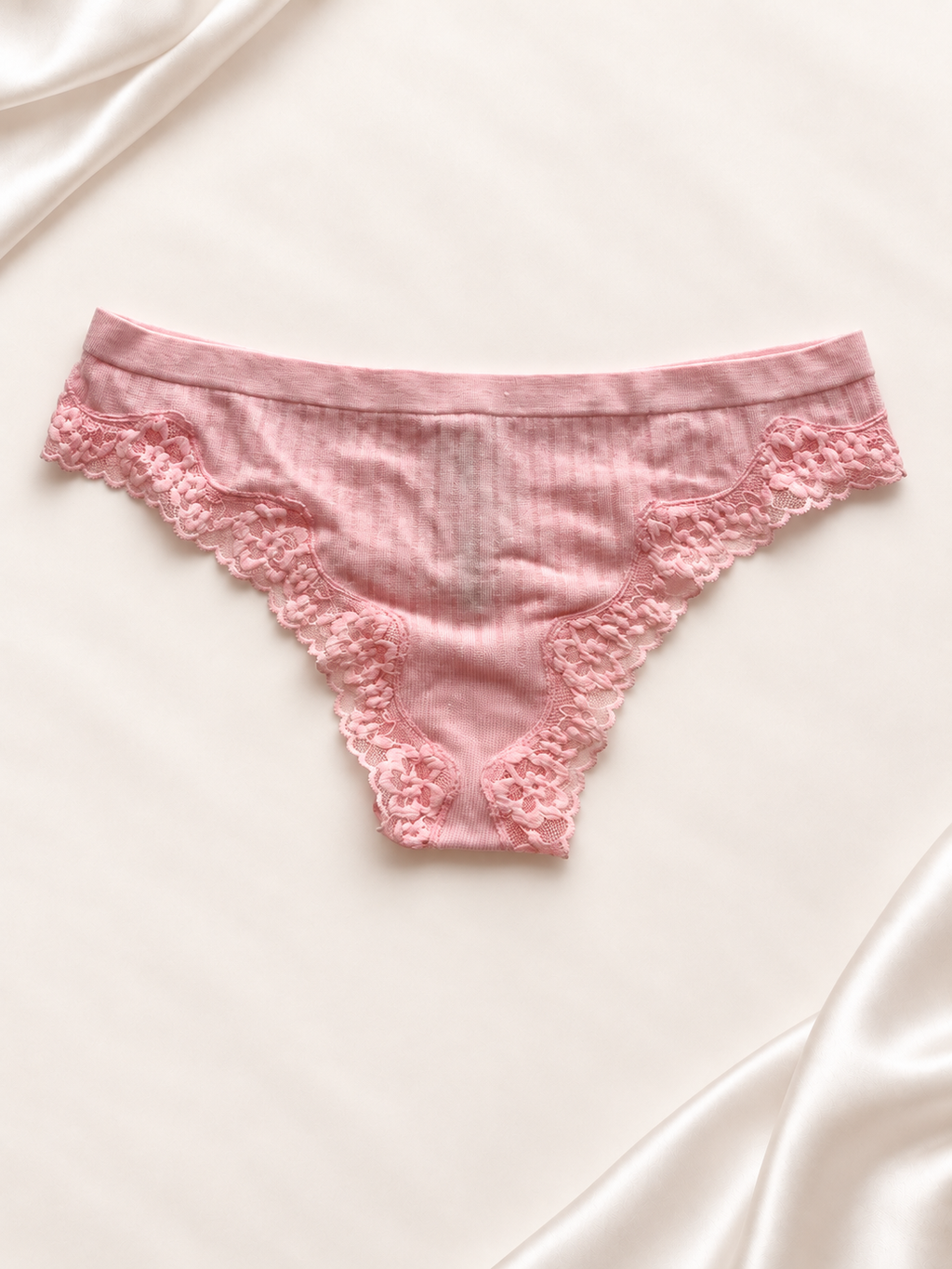 Panti V'S Rosa claro con encaje floral, vista posterior