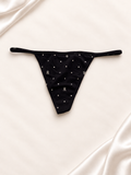 Panti V'S Negro con lunares y tiras finas, vista frontal
