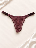 Panti V'S Bordó aterciopelado de tiras finas, vista frontal