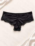 Panti V'S Negro de corte short con borde de encaje, vista frontal