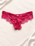 Panti V'S Fucsia de encaje con corte short, vista frontal