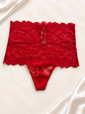 Panti V'S Rojo de cintura alta con encaje, vista frontal