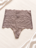 Panti V'S Rosa grisáceo de cintura alta con encaje, vista frontal