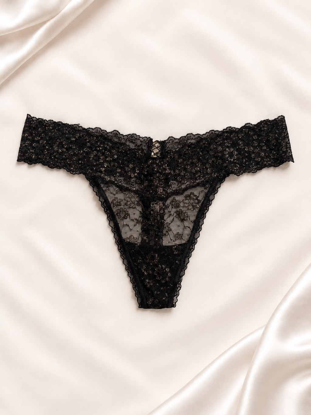 Dorso de Panti V'S negro de encaje con cintura ancha