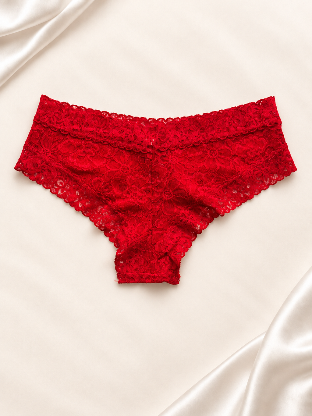 Panti V'S Rojo de encaje floral, dorso