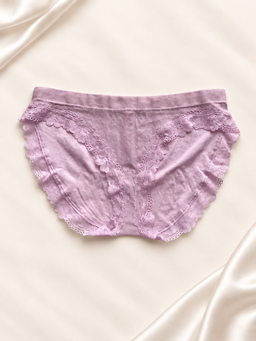 Panti V'S Lila de corte clásico con encaje, dorso