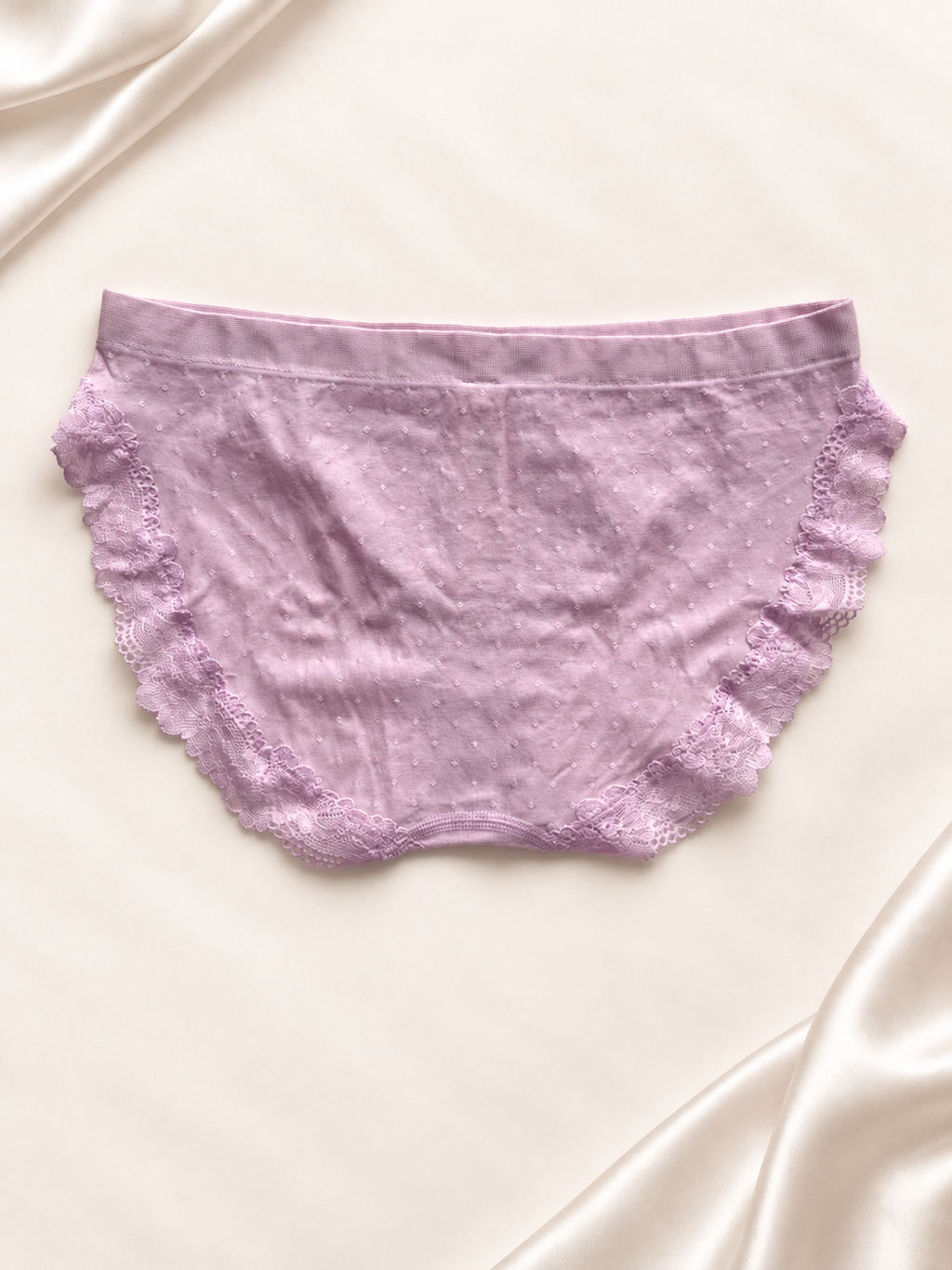 Panti V'S Lila de corte clásico con encaje, frente