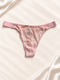 Frente de Panti V'S rosa claro de encaje con strass