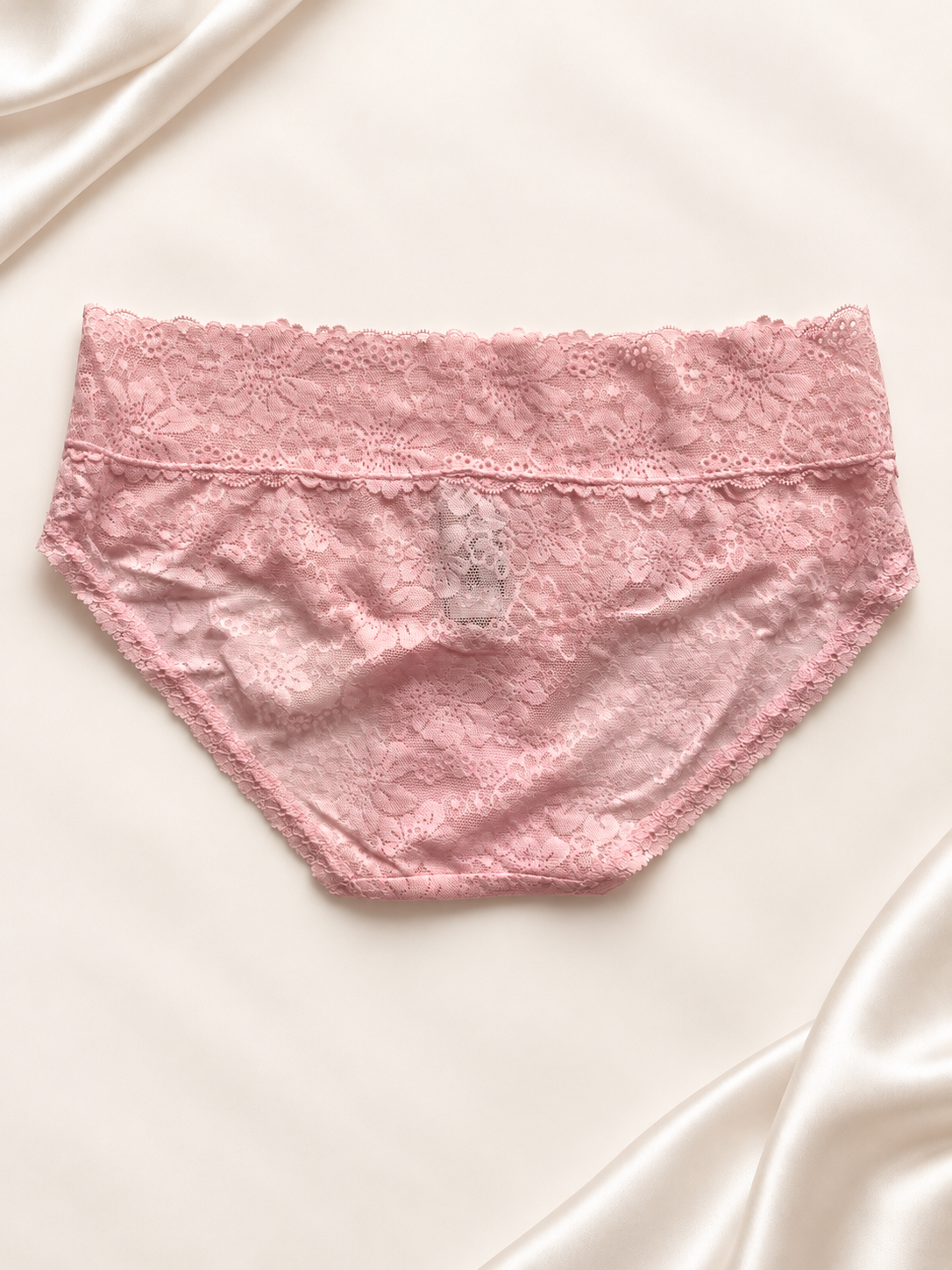 Panti V'S Rosa claro de encaje floral, dorso