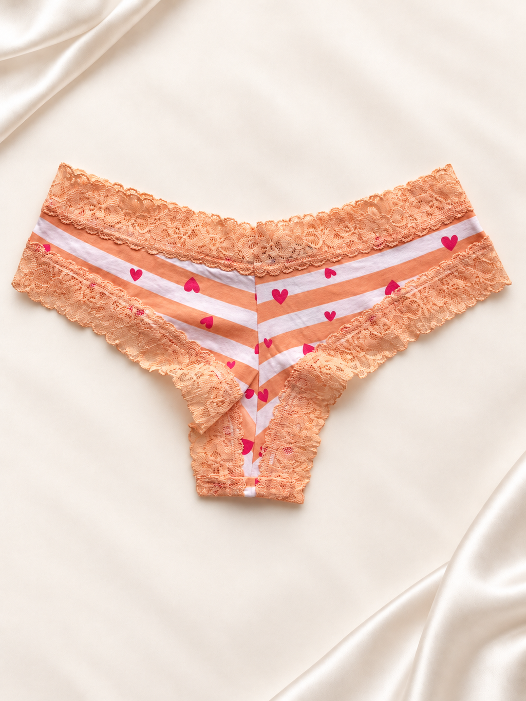 Panti V'S Durazno de encaje con corazones, dorso