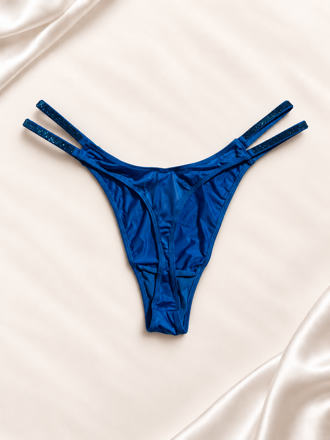 Dorso de Panti V'S azul eléctrico con tiras dobles
