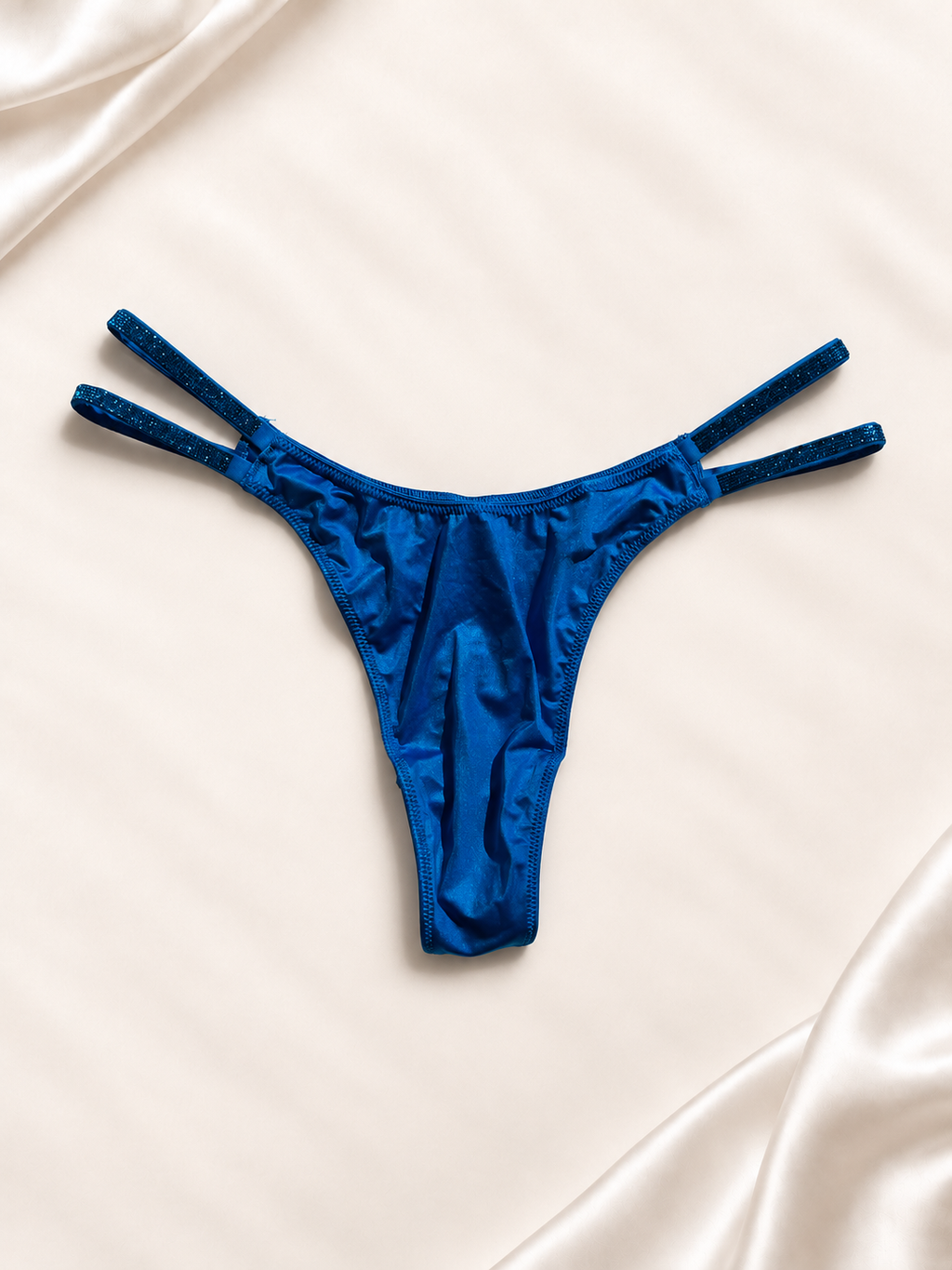 Frente de Panti V'S azul eléctrico con tiras dobles