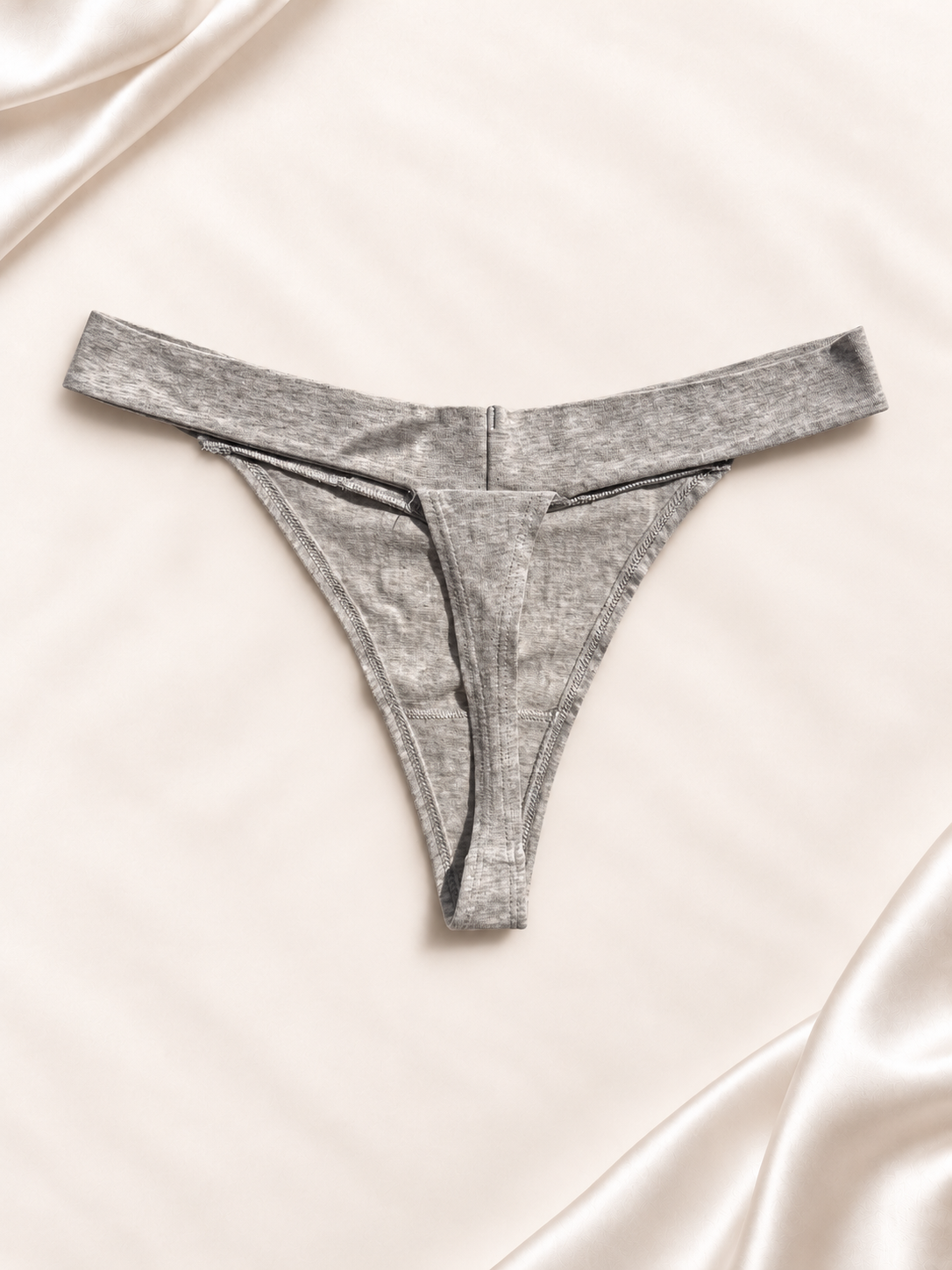 Dorso de Panti V'S plateado brillante de corte tanga