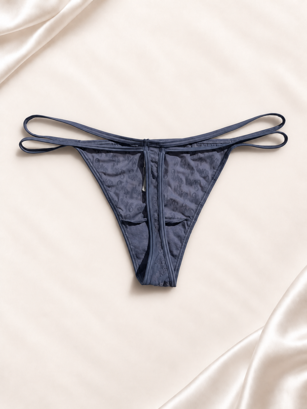 Dorso de Panti V'S gris azulado con tiras dobles