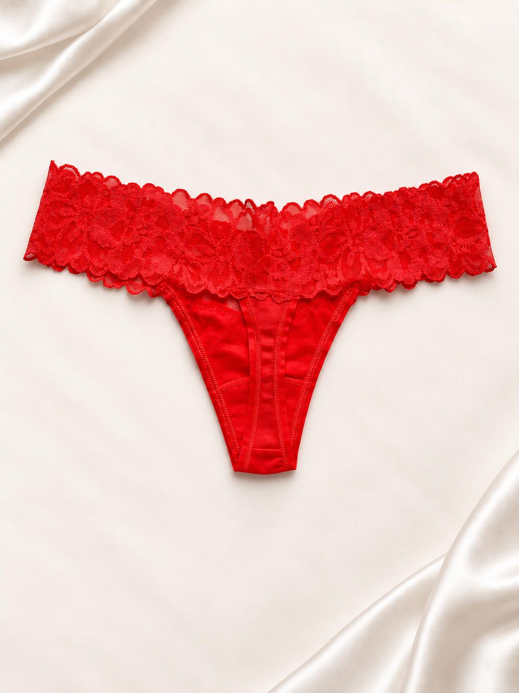 Panti V'S Rojo de encaje de corte tanga, dorso
