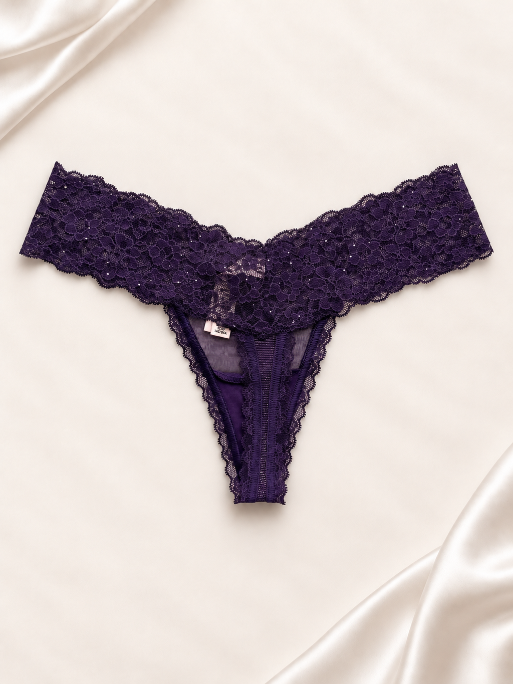 Panti V'S Violeta de encaje floral, dorso