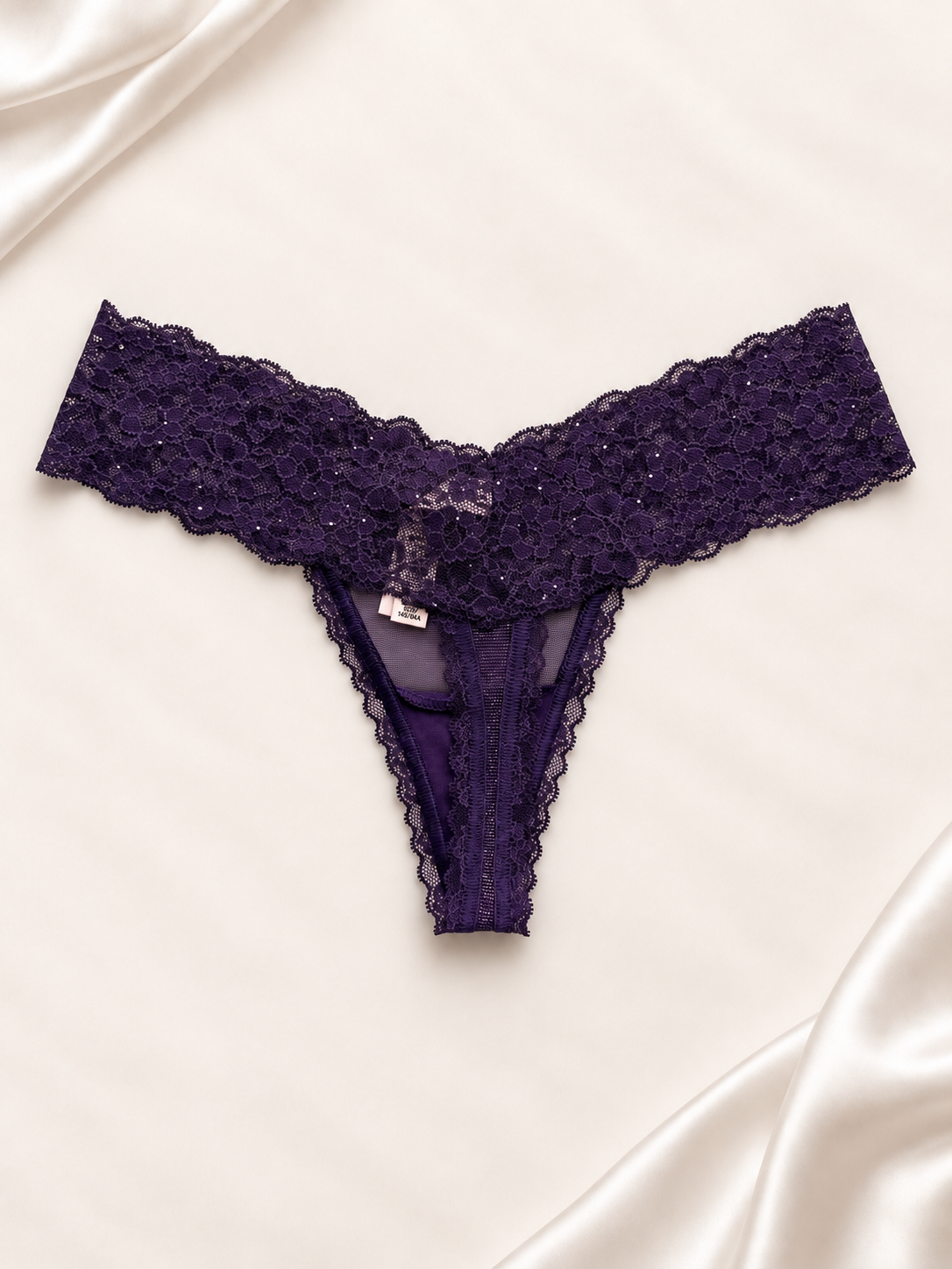 Panti V'S Violeta de encaje floral, dorso