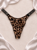 Panti animal print con tiras de strass, vista frontal