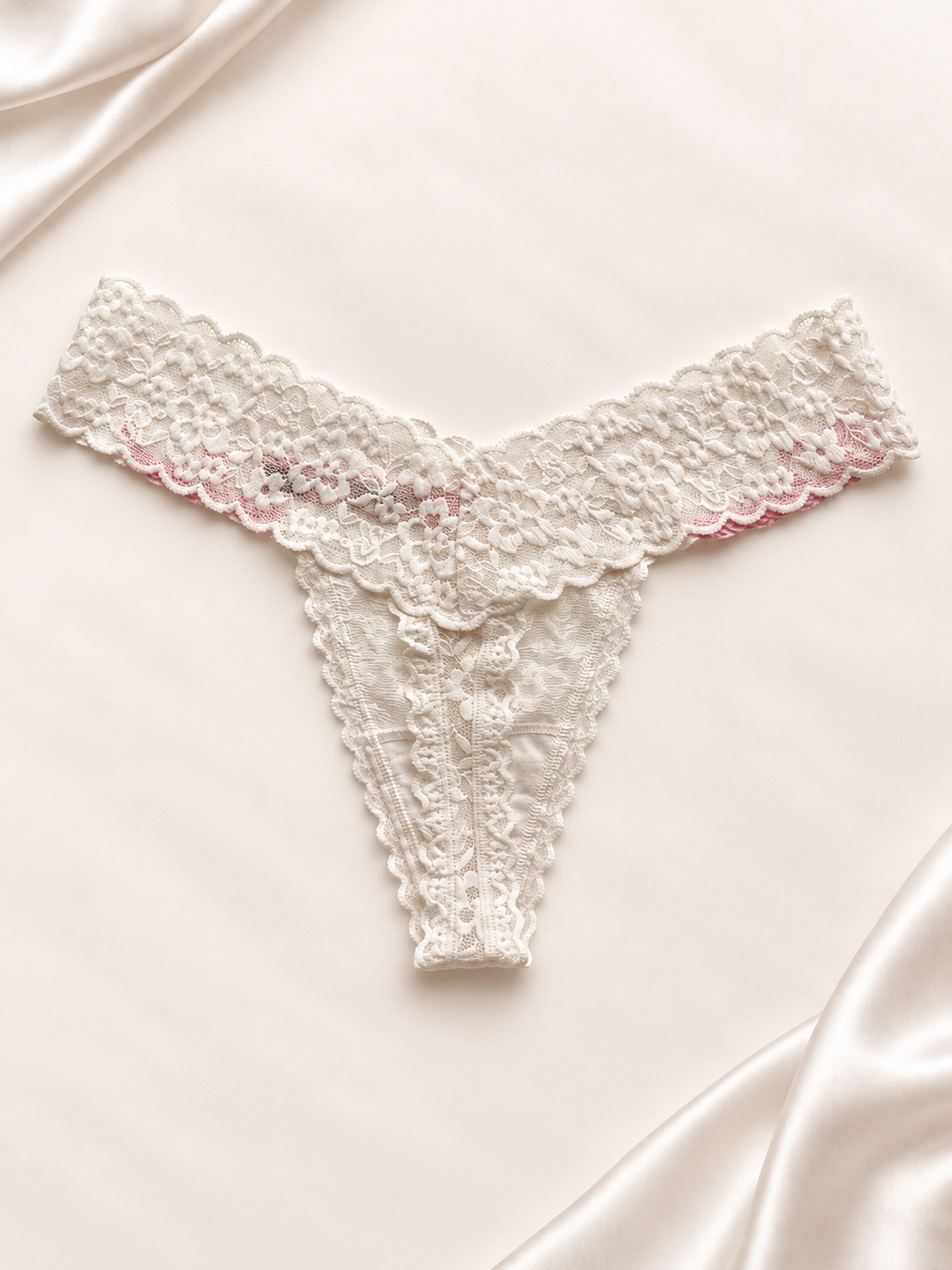Panti V'S de encaje floral Blanco, dorso
