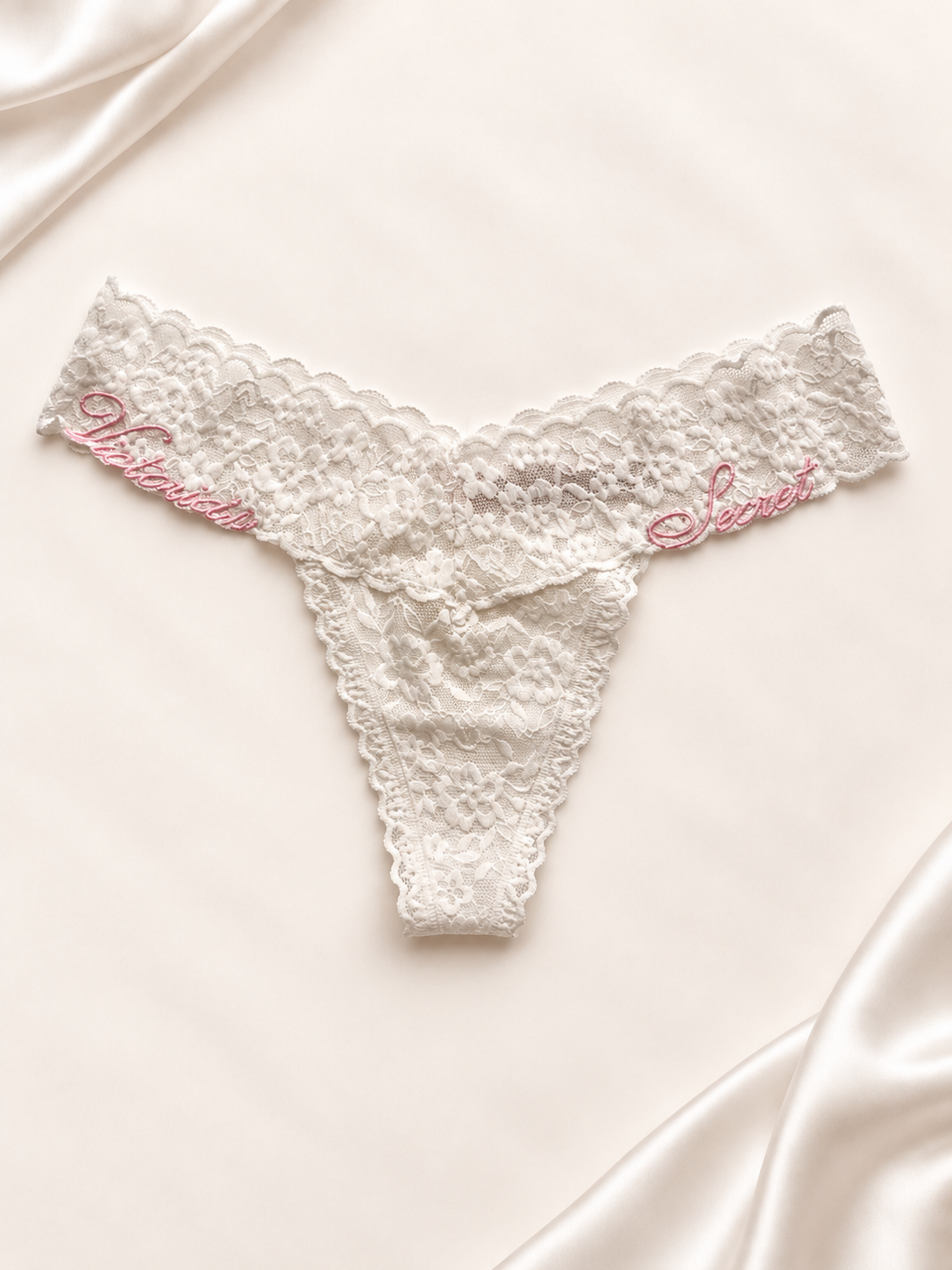 Panti V'S de encaje floral Blanco, frente