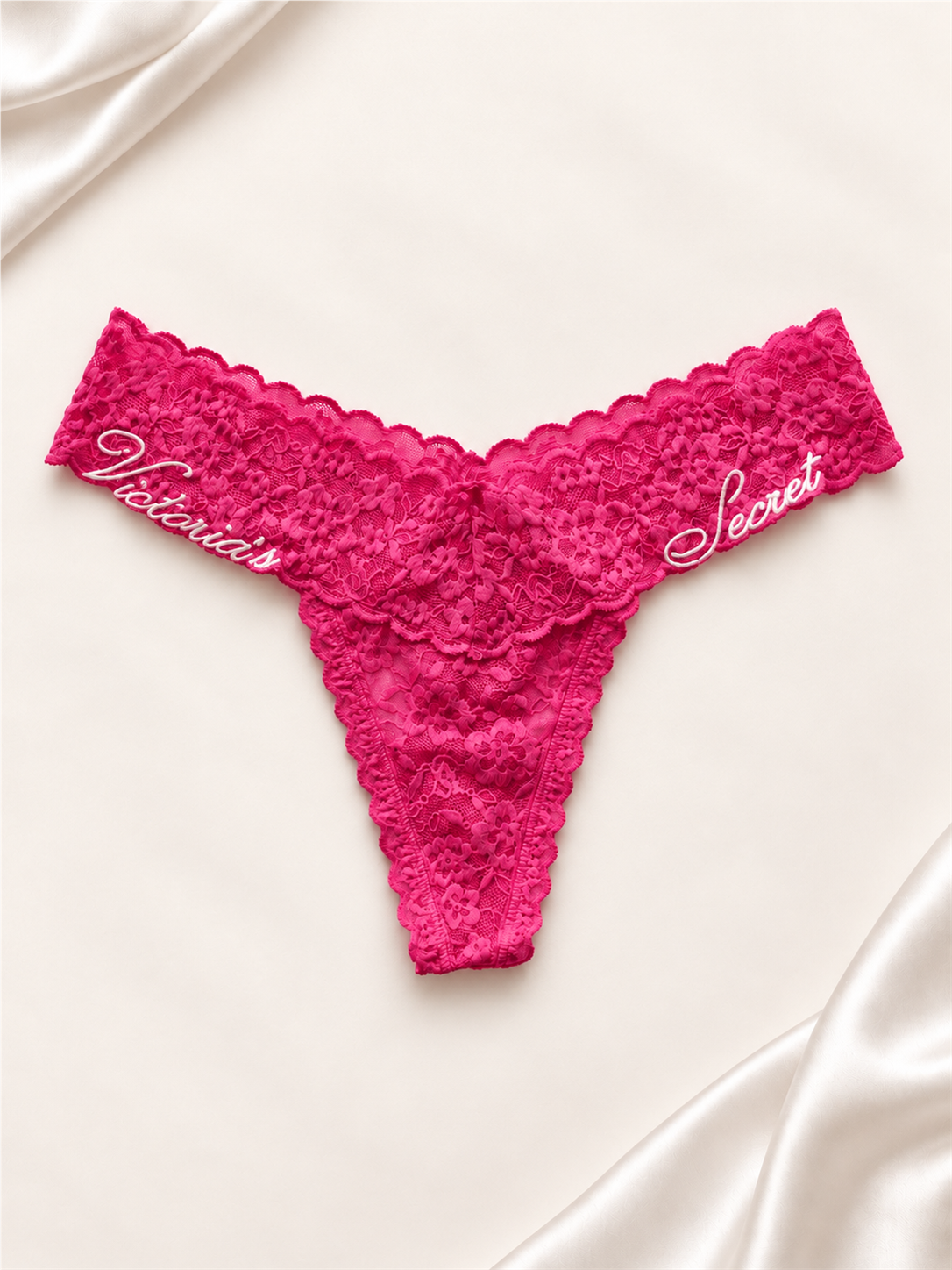 Panti V'S de encaje floral Fucsia, frente