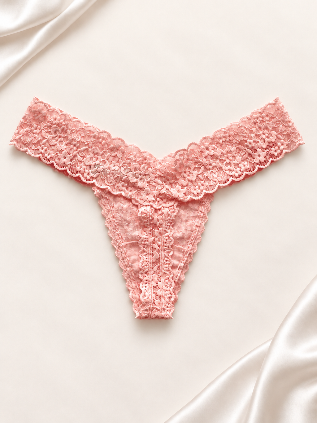 Panti V'S de encaje floral Rosa claro, dorso