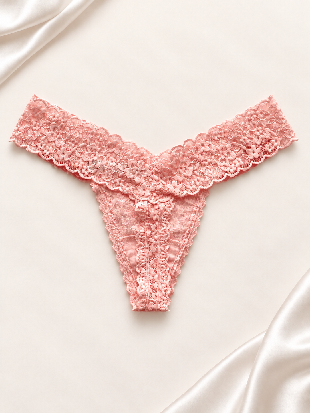 Panti V'S de encaje floral Rosa claro, dorso