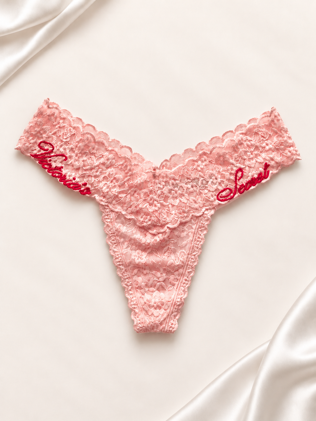 Panti V'S de encaje floral Rosa claro, frente