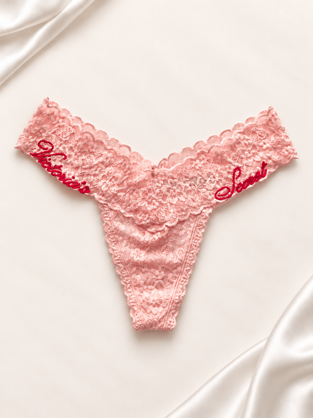 Panti V'S de encaje floral Rosa claro, frente