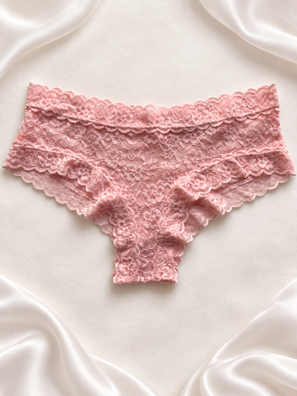 Panti de encaje floral salmón, vista frontal