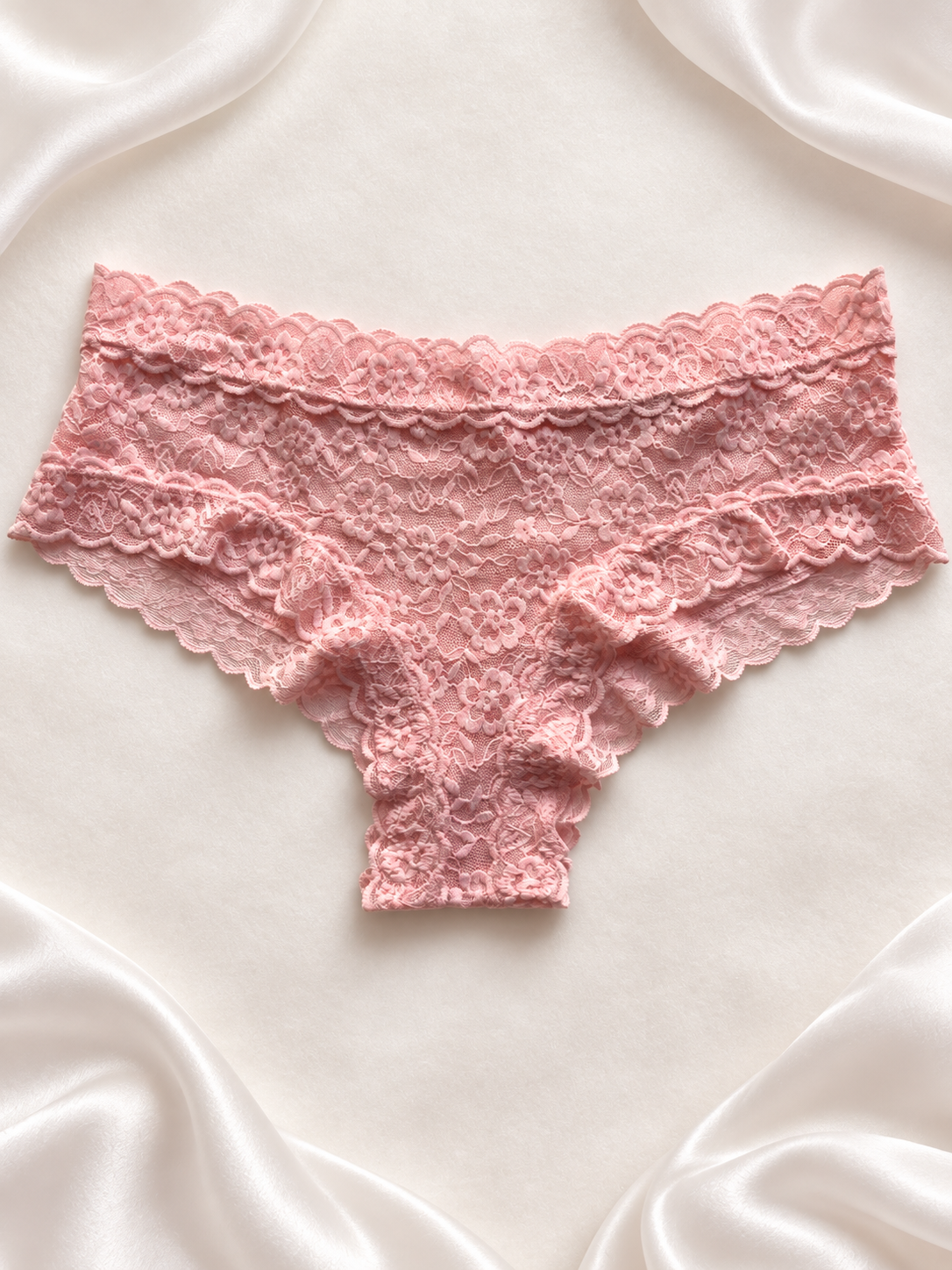 Panti de encaje floral salmón, vista frontal