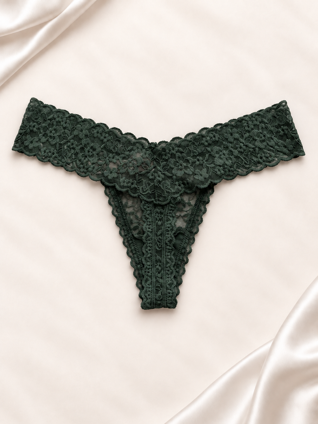 Panti V'S de encaje floral Verde oscuro, dorso