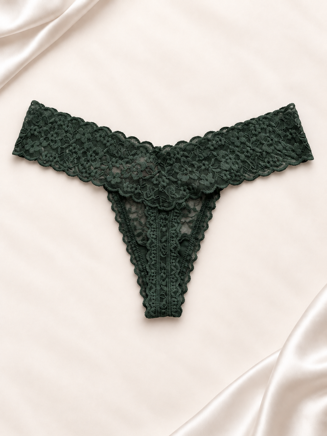 Panti V'S de encaje floral Verde oscuro, dorso
