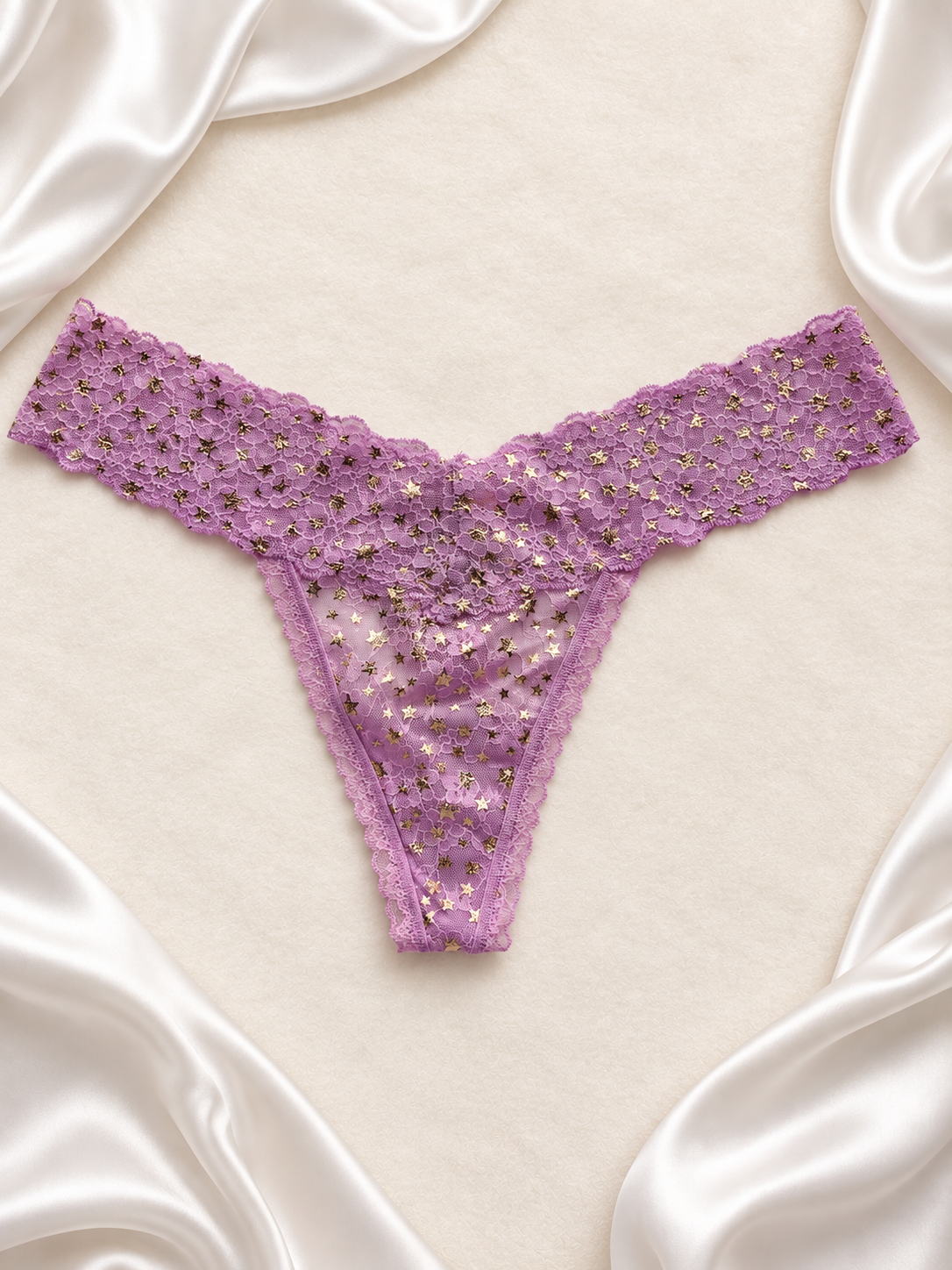 Panti lila con brillos, vista frontal