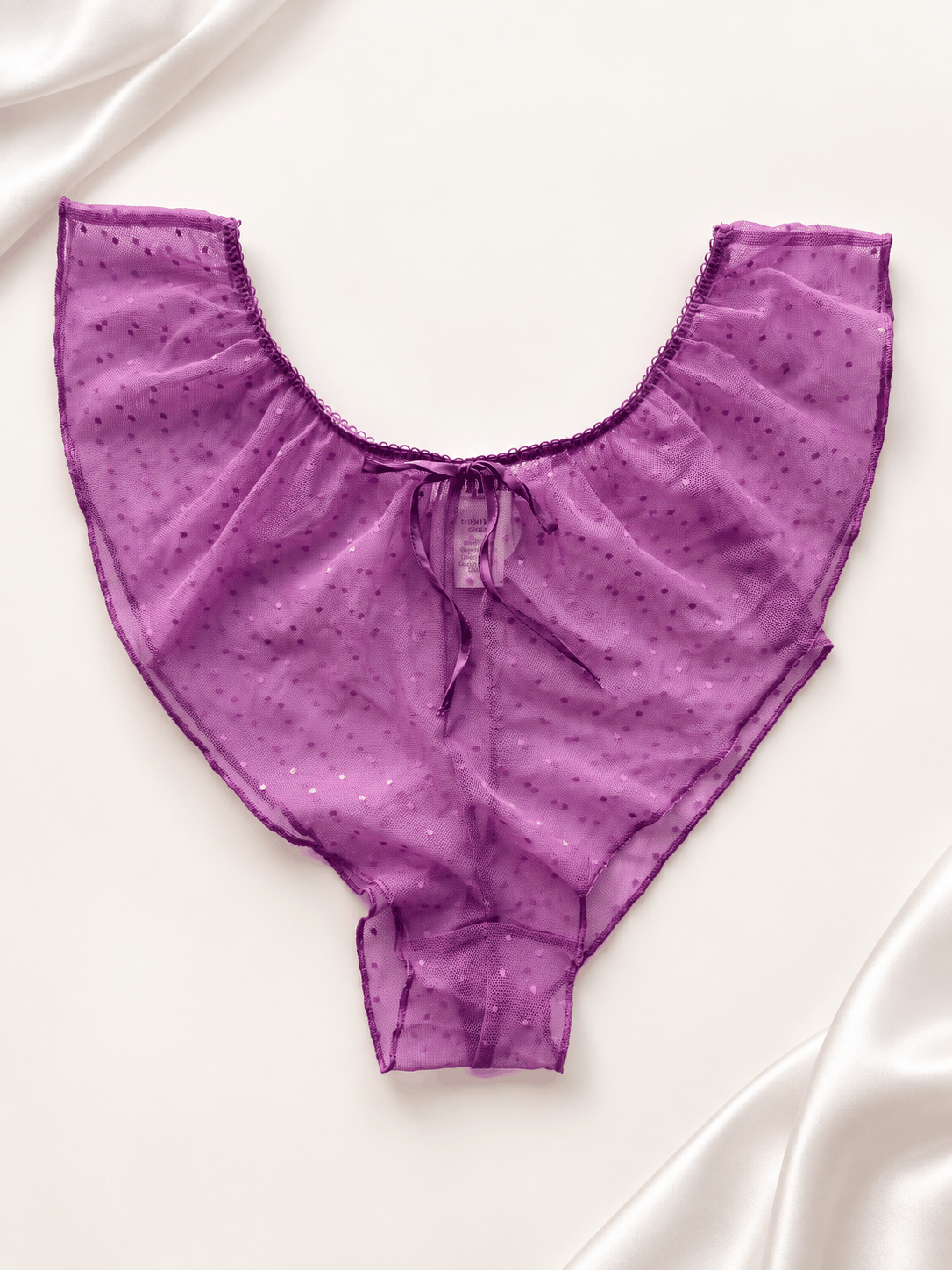 Panti Púrpura de Tul con Lunares, vista frontal
