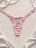 Panti rosa pastel de encaje, vista frontal