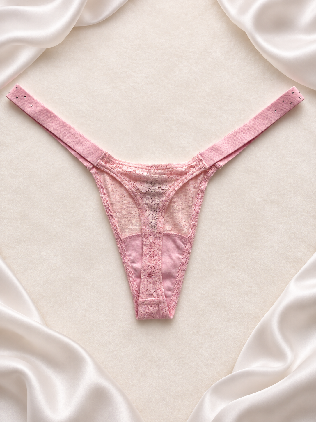 Panti rosa pastel de encaje, vista única