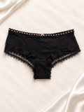 Panti V'S negro de corte short con encaje, frente