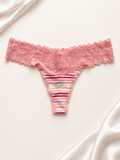 Panti rosa a rayas con cintura de encaje, vista dorso