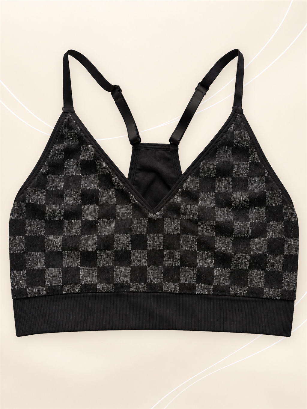 Top deportivo negro con cuadros gris oscuro - frente