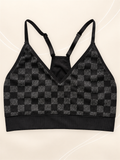Top deportivo negro con cuadros gris oscuro - frente