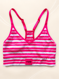 Top deportivo PINK rayado rosa y blanco - frente