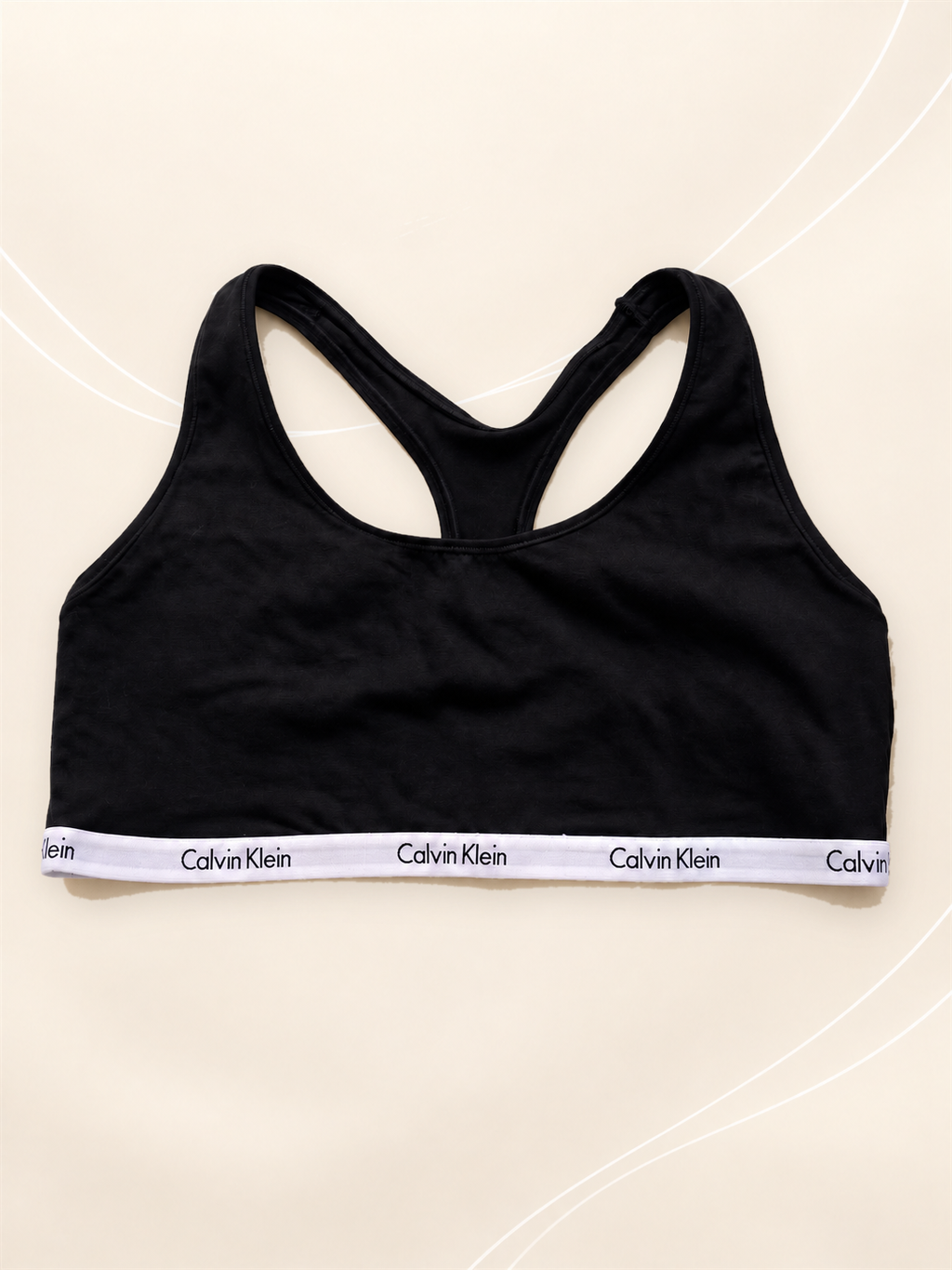 Top Calvin Klein Negro con Banda Logo, frente