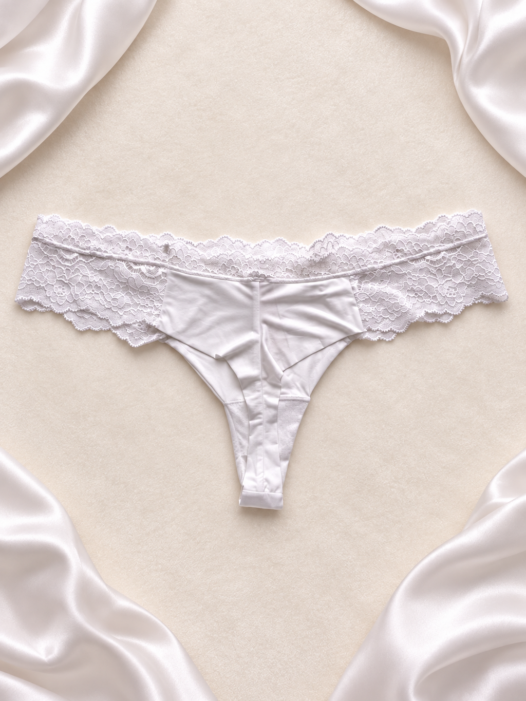Panti blanco de encaje floral, frente